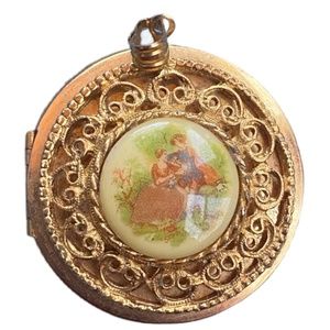 Vintage Fragonard Porcelain Locket Necklace‎